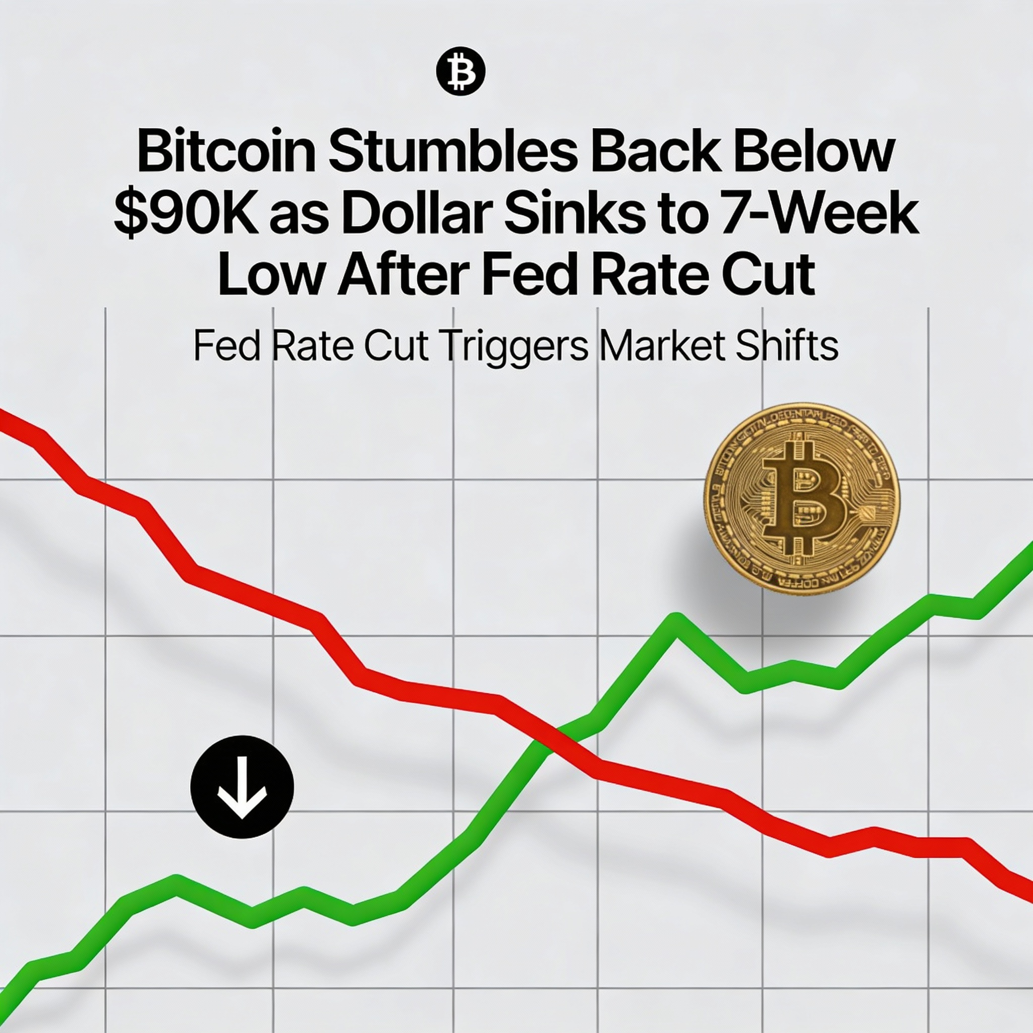 Bitcoin Retreats Below $90K as Fed Rate Cut Pushes Dollar to Seven-Week Low