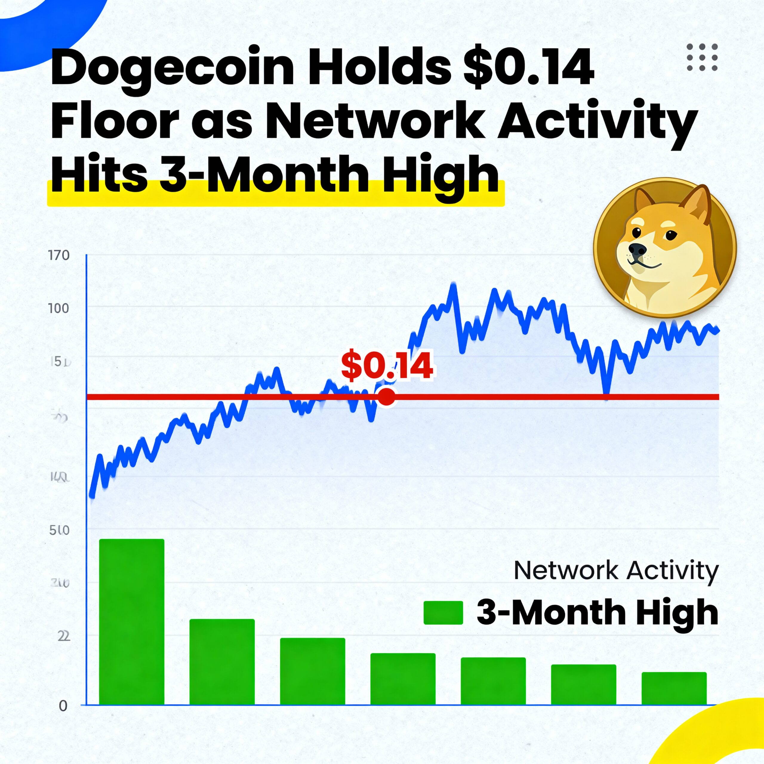 Dogecoin Floors at $0.14 While Network Usage Reaches Highest Level Since Last Quarter