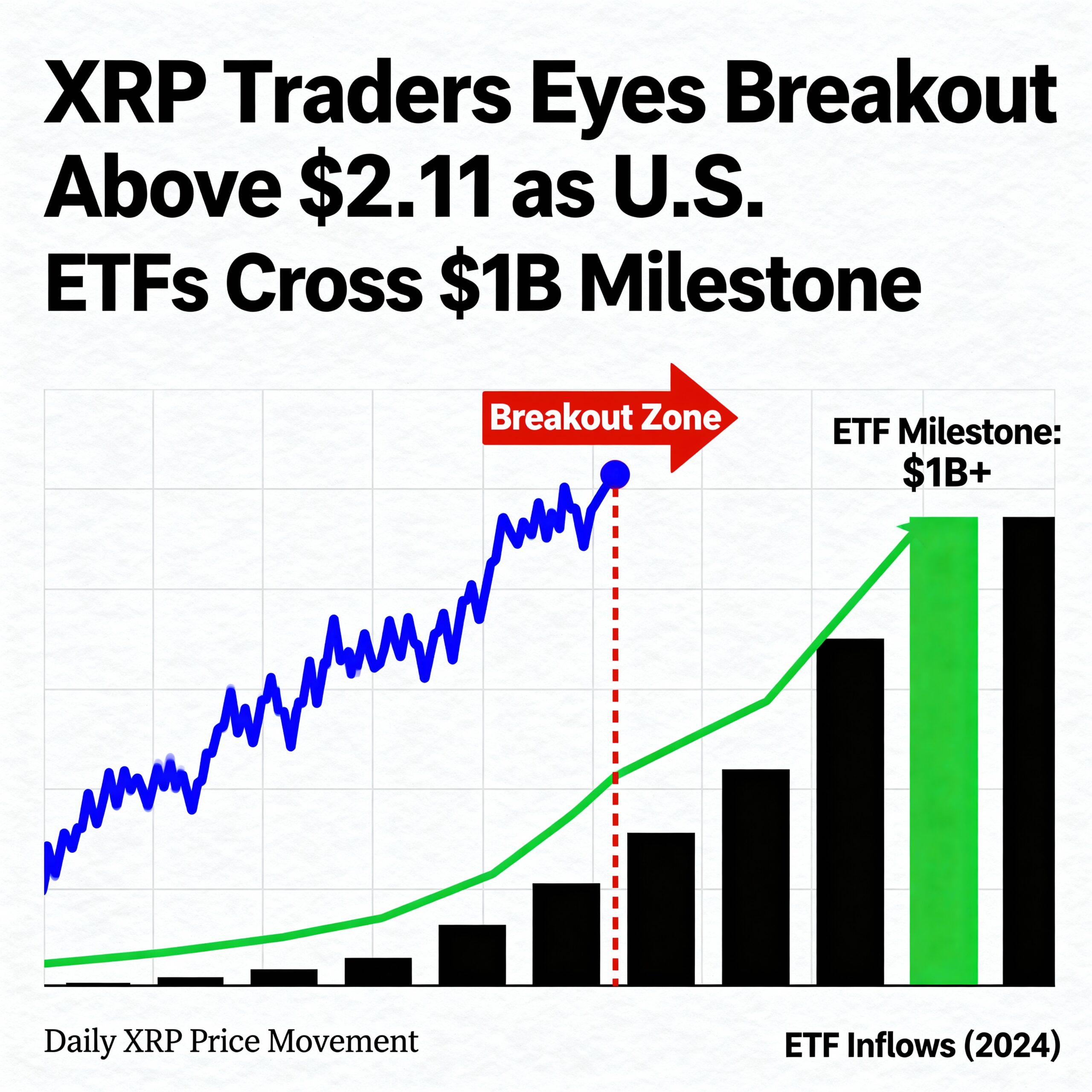 XRP Poised for $2.11 Surge as U.S. ETFs Cross $1 Billion Mark