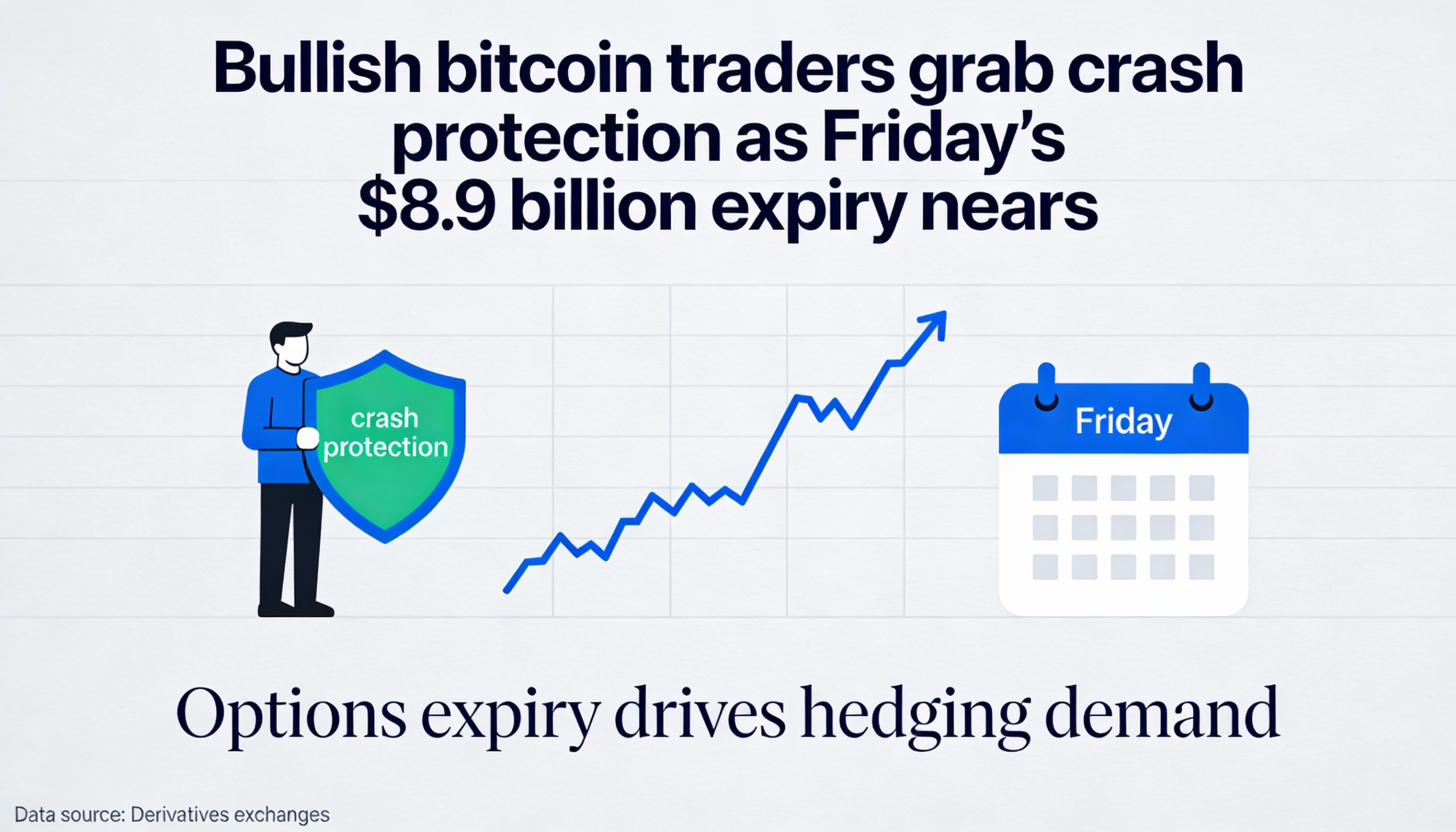 Bitcoin bulls seek downside protection ahead of Friday’s $8.9B options expiry.