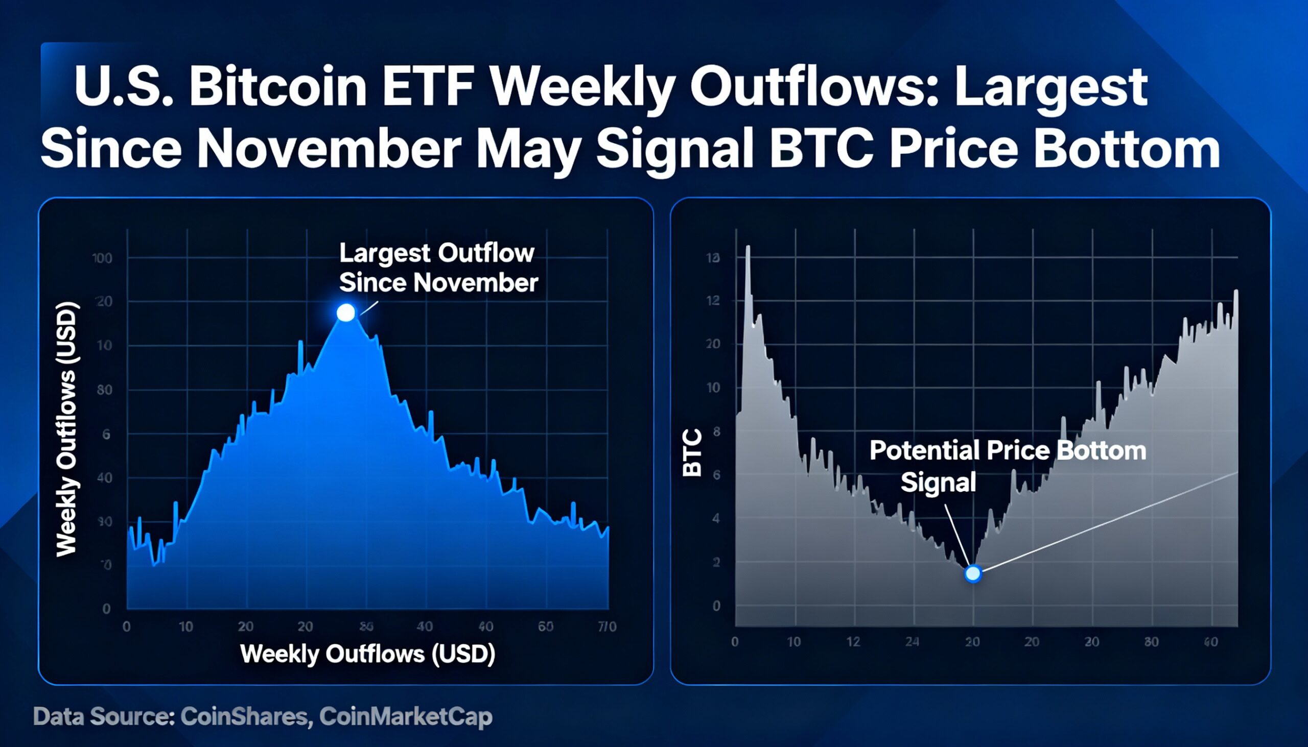 U.S. Bitcoin ETF sees biggest weekly outflows since November, hinting at a potential BTC price bottom.