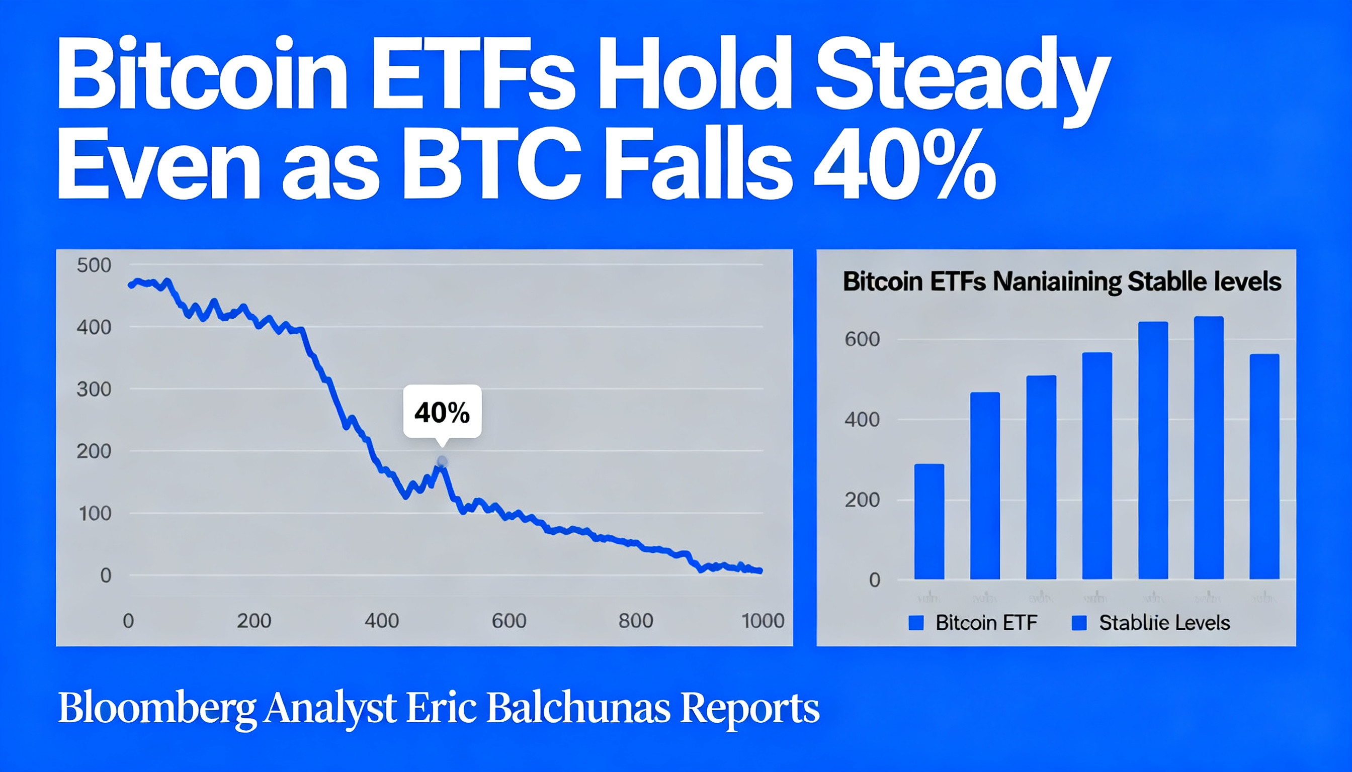 Despite a 40% plunge in Bitcoin, ETFs show little movement, according to Bloomberg’s Eric Balchunas.
