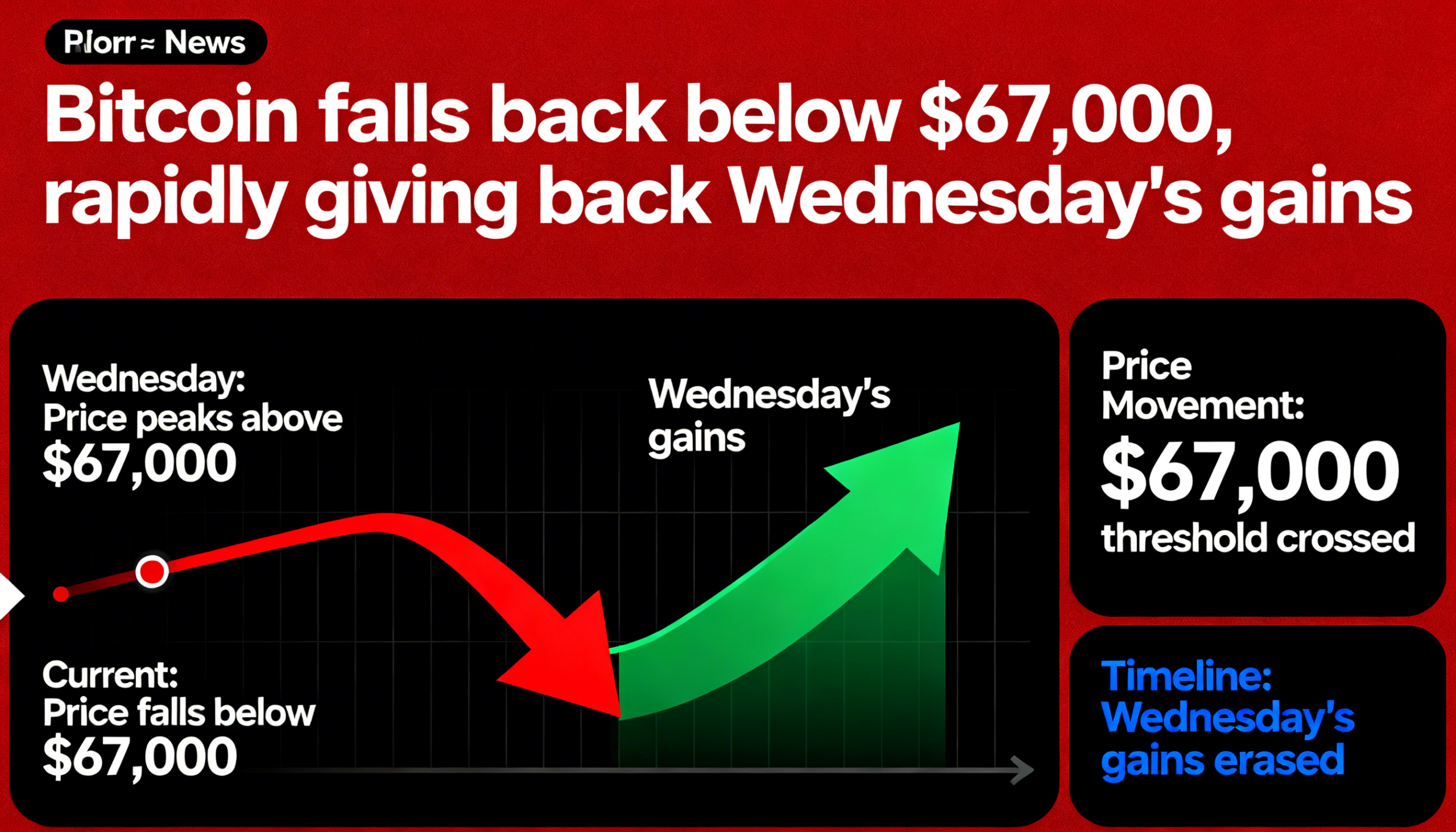Bitcoin drops back below the $67K mark, handing back gains from Wednesday’s surge.