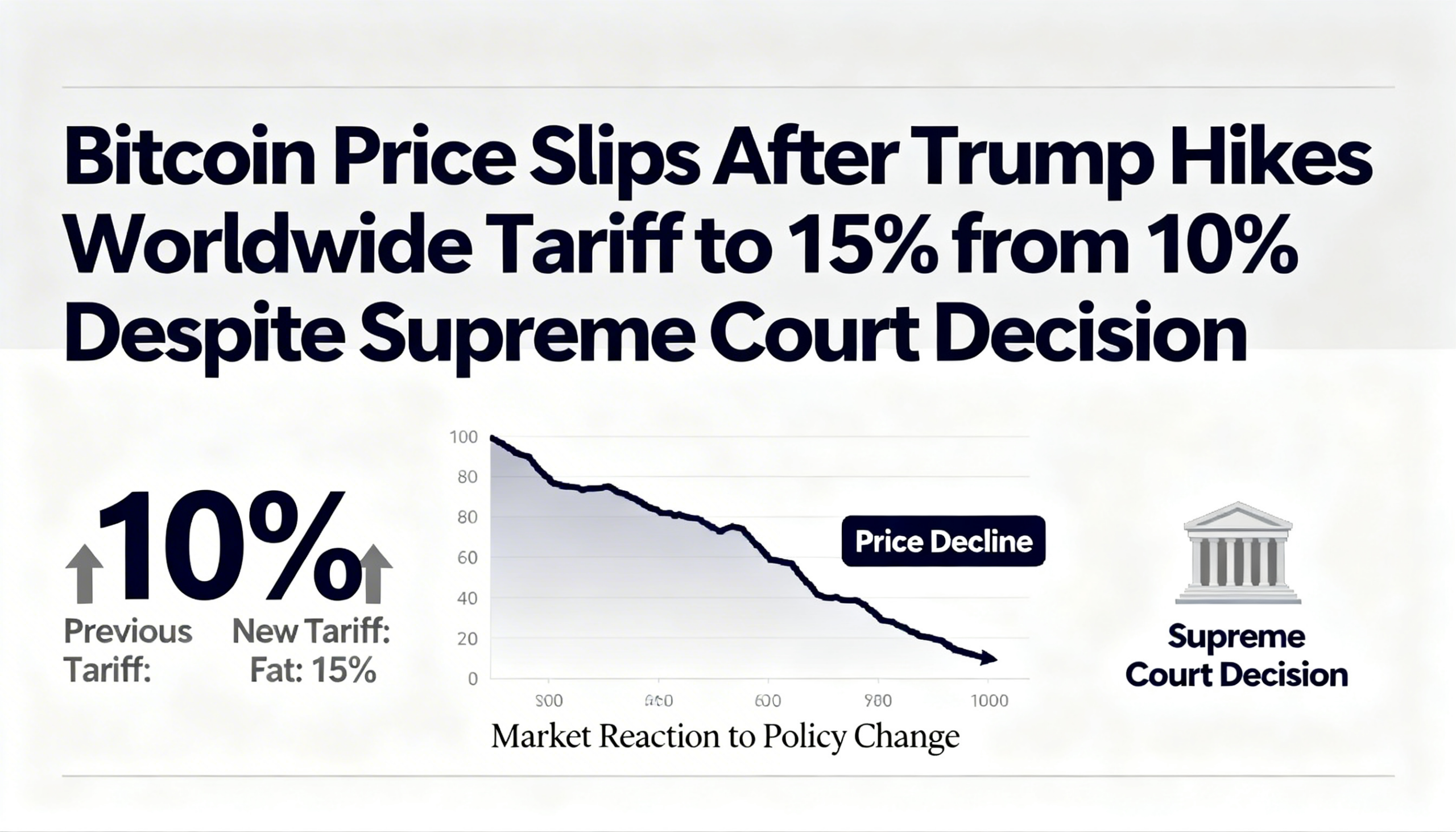 Bitcoin retreats as Trump lifts global tariffs to 15% from 10%, brushing aside Supreme Court verdict