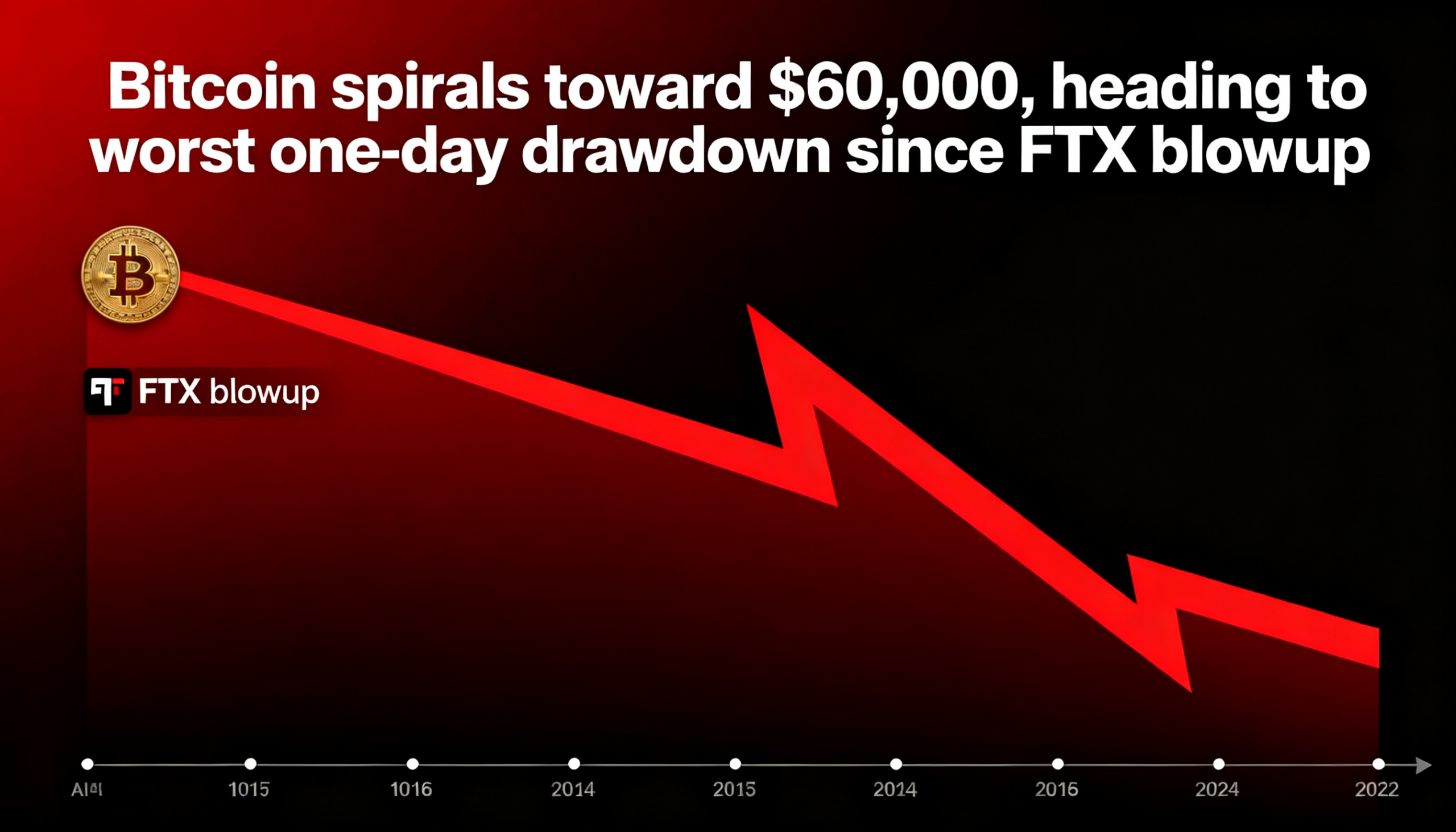 Bitcoin edges closer to $60,000, facing its steepest one-day loss since the FTX meltdown.