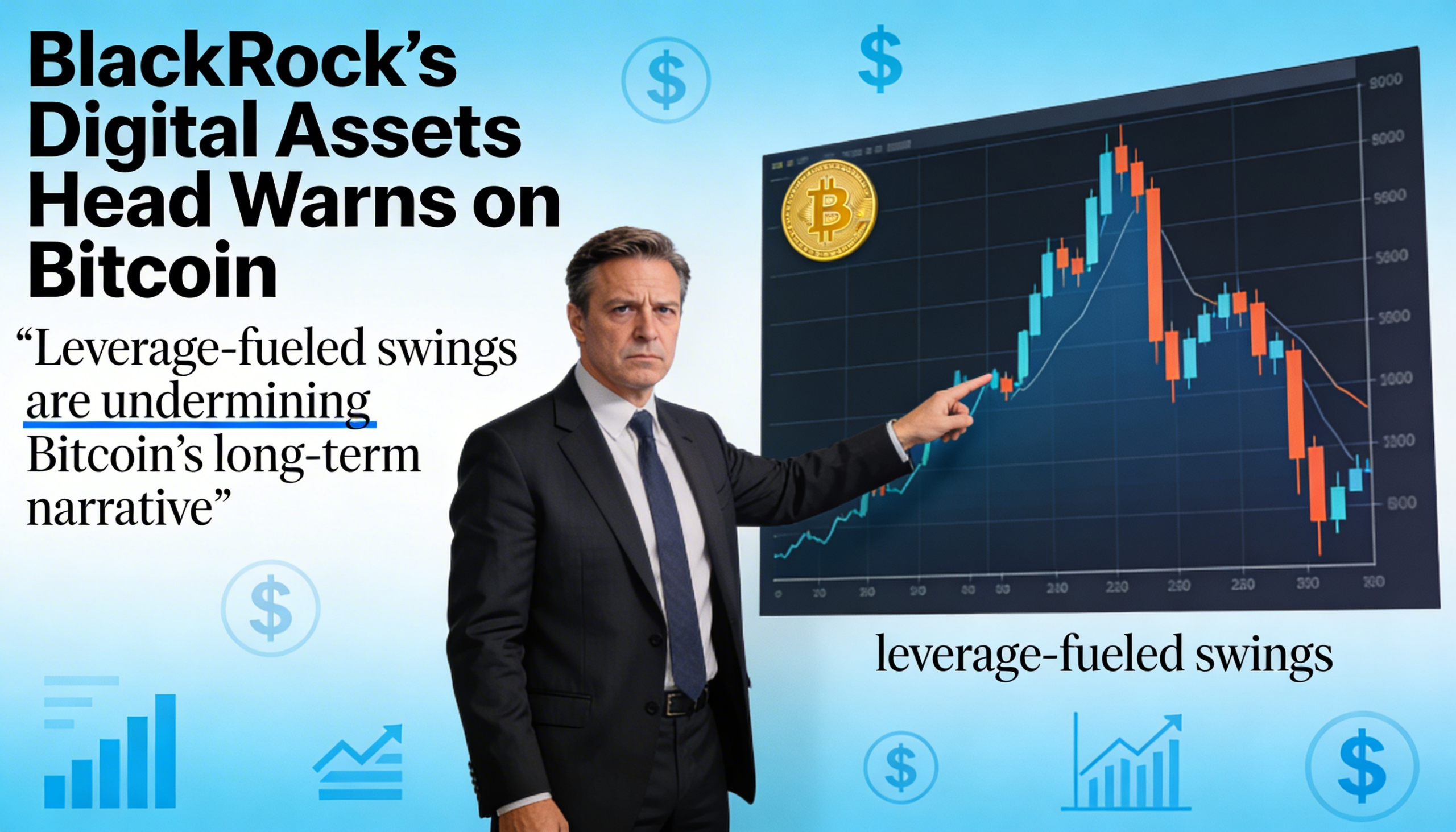BlackRock’s head of digital assets warns that leverage-fueled swings are undermining Bitcoin’s long-term narrative.