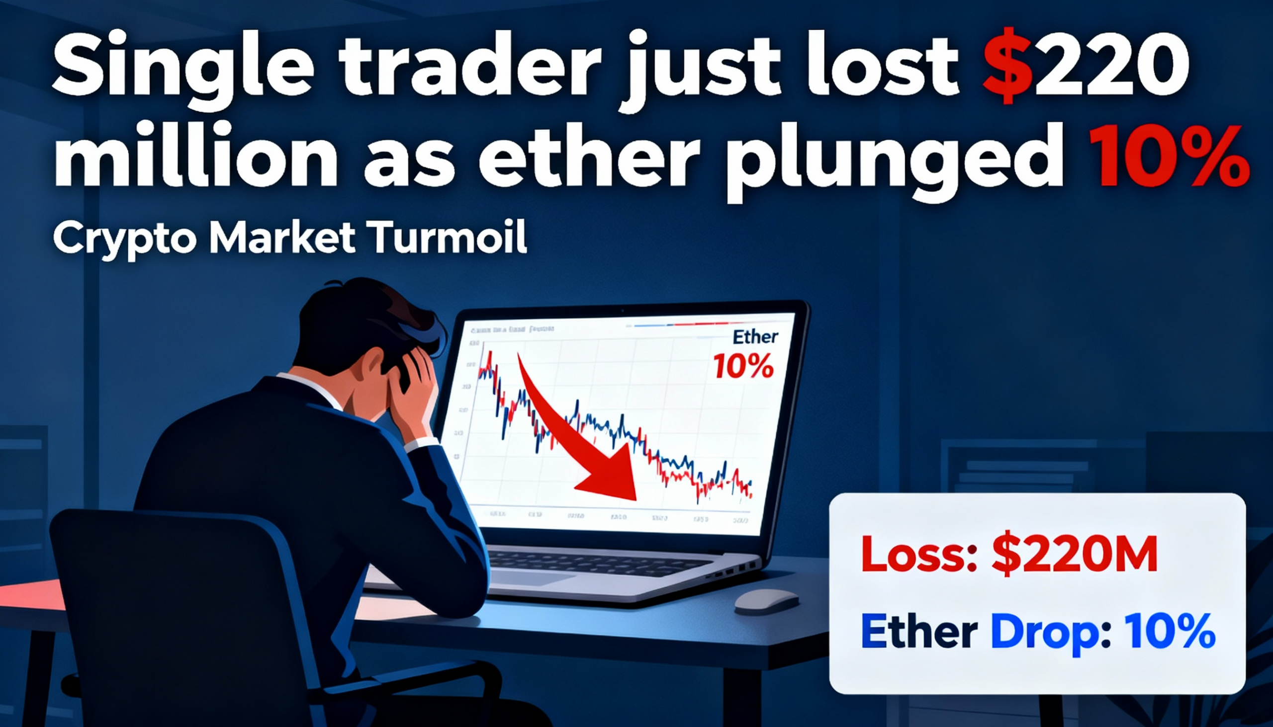 A single trader reportedly lost $220 million as Ether tumbled 10%.