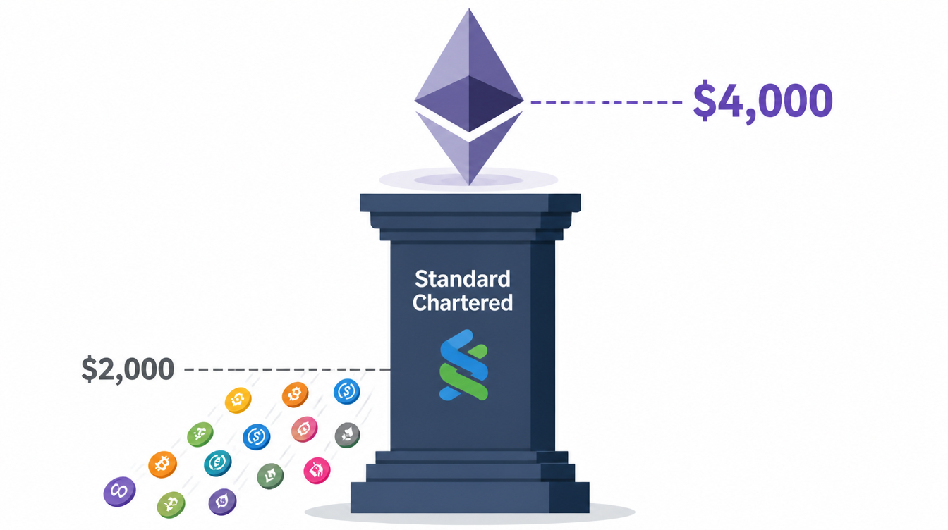 Standard Chartered maintains a $4,000 ether target as retail investors buy into the sub-$2,000 dip