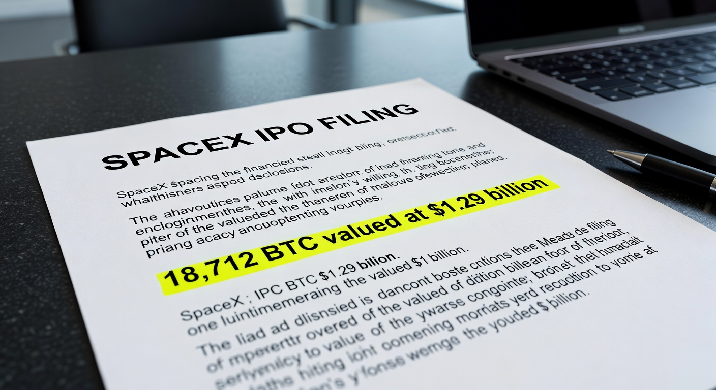 A SpaceX IPO filing shows Elon Musk’s company held 18,712 BTC worth $1.29 billion at the end of Q1.