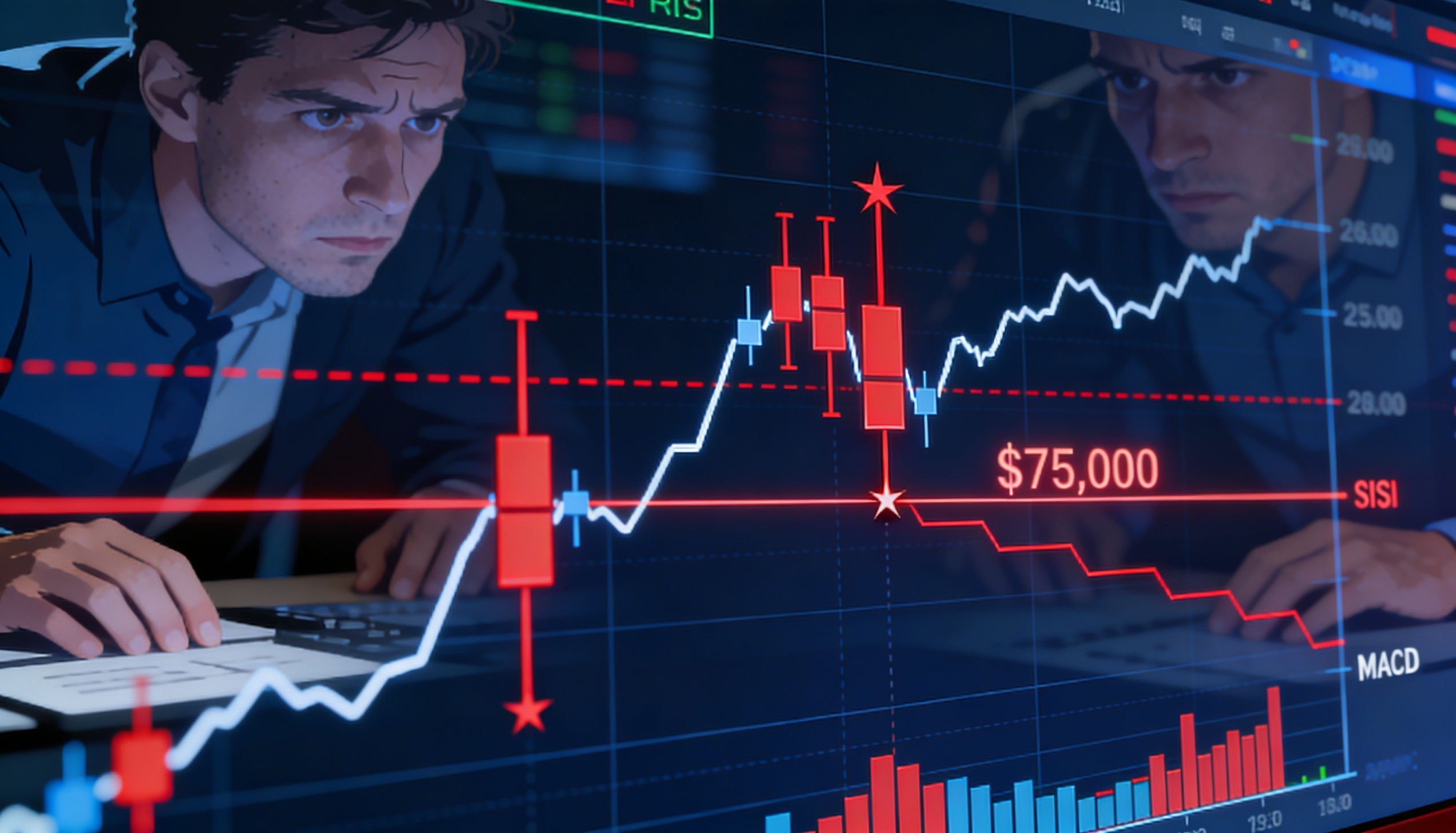 Bitcoin holds near the $75,000 support level as bearish indicators begin to reappear.