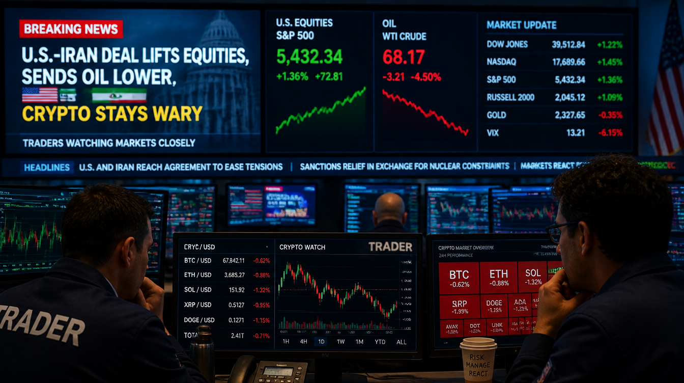 Equities Gain on Middle East Deal, Crude Drops, Crypto Lacks Conviction