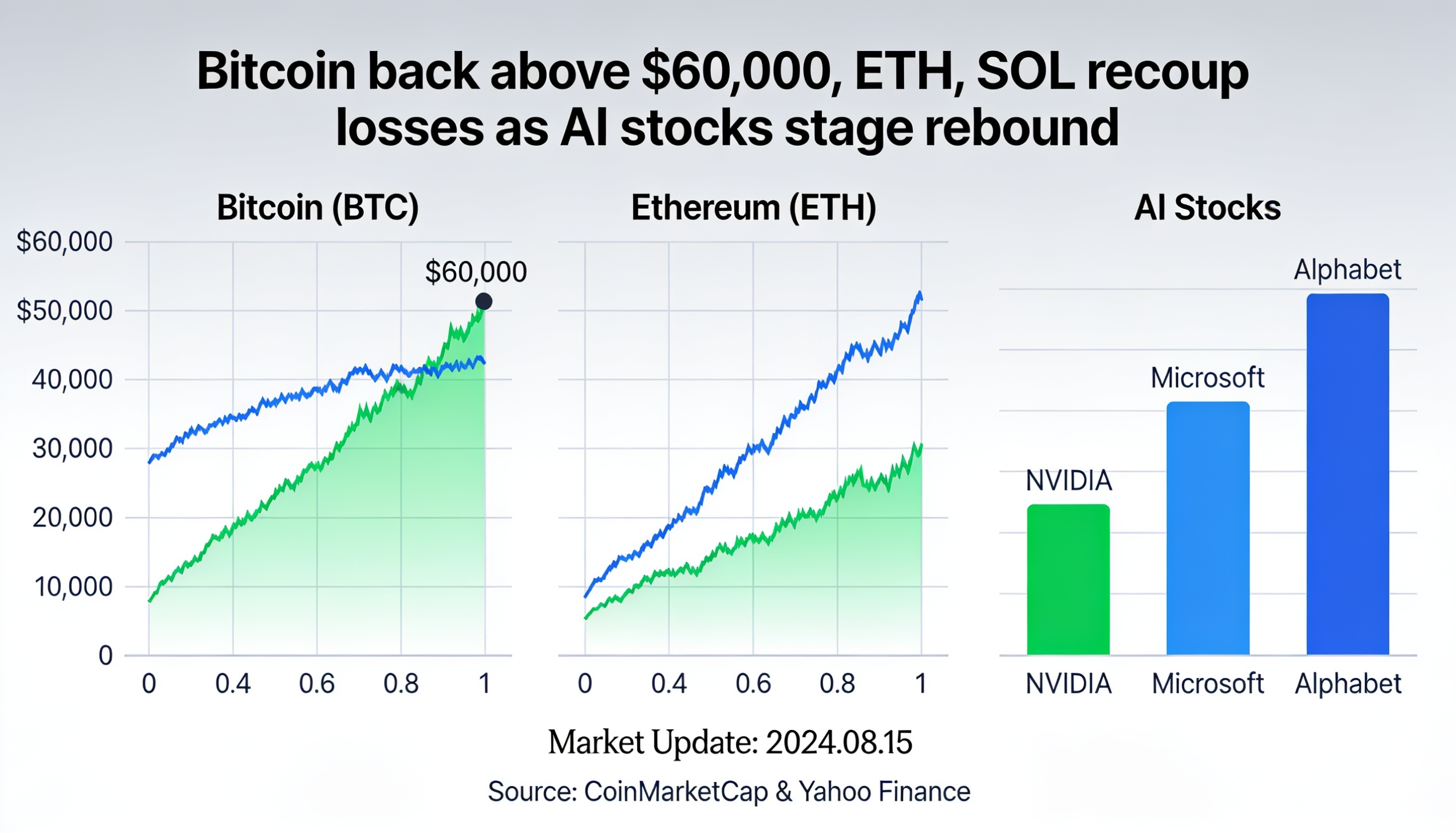 Bitcoin Climbs Above $60K; Ether and Solana Rebound as AI Stocks Surge