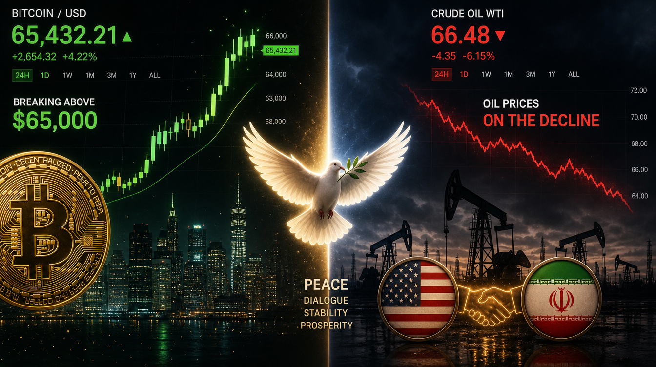 Bitcoin Climbs Above $65K as Middle East Calm Sends Oil Lower