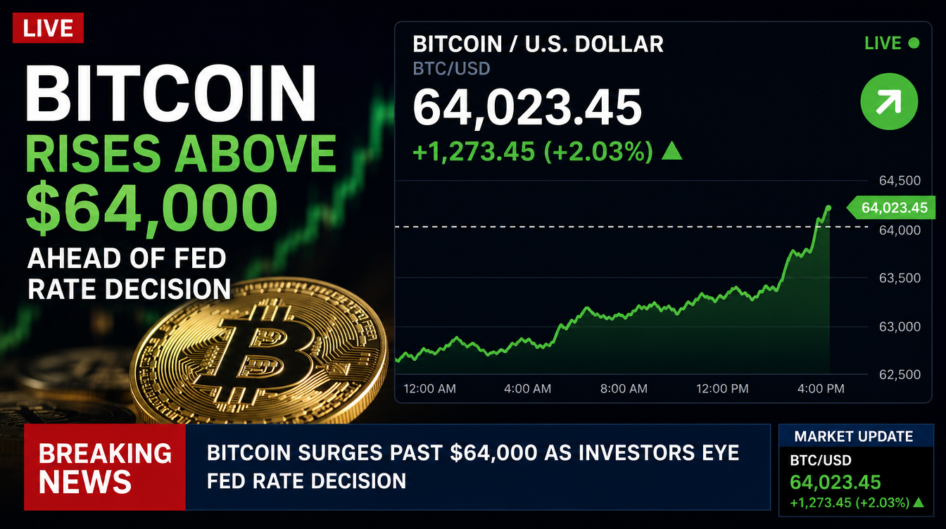 BTC Reclaims $64K Before Fed Meeting as Investors Watch Interest Rate Signals
