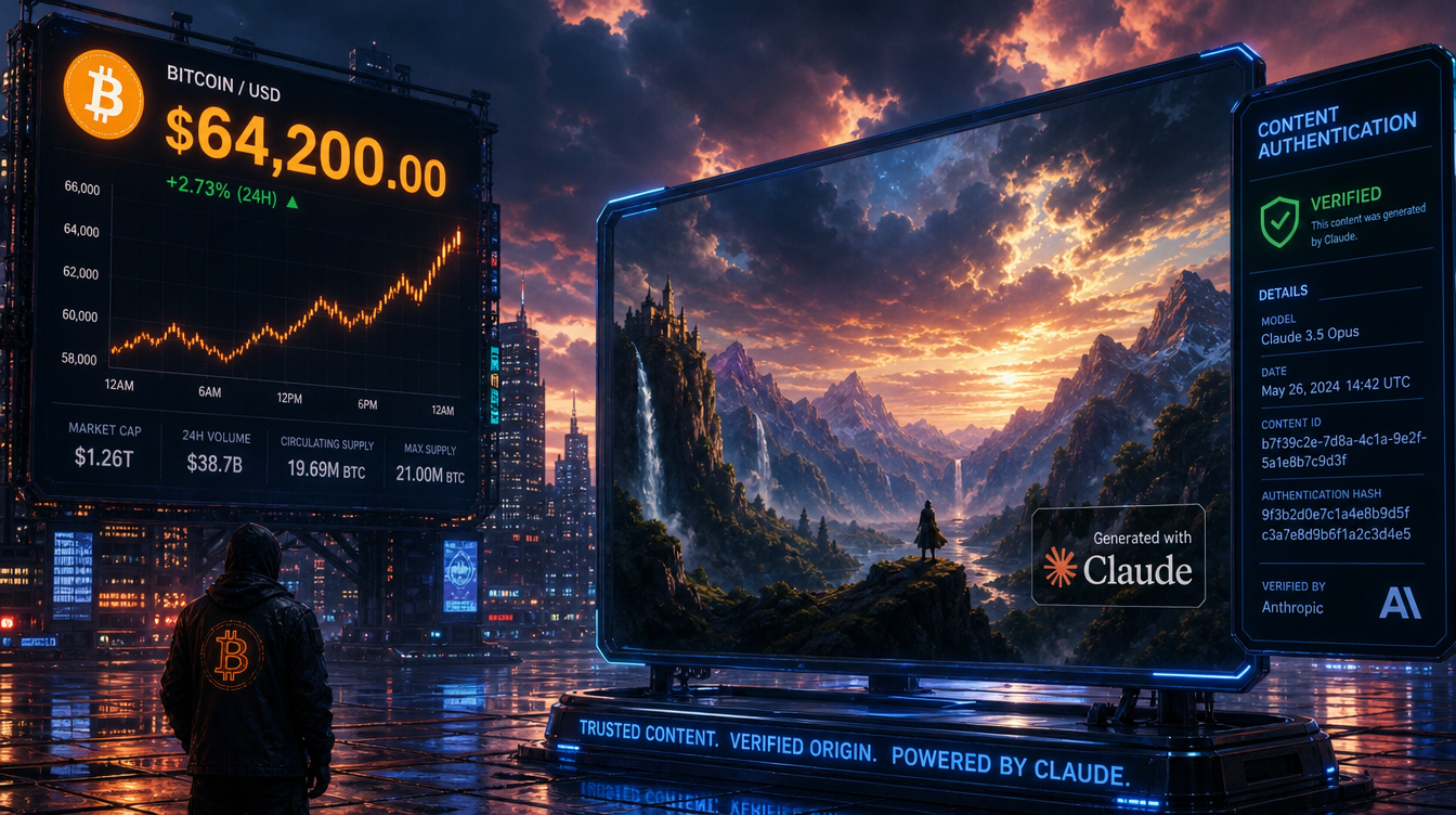 Live Crypto News: BTC Defends $64K While Anthropic Adds Claude Content Watermarks
