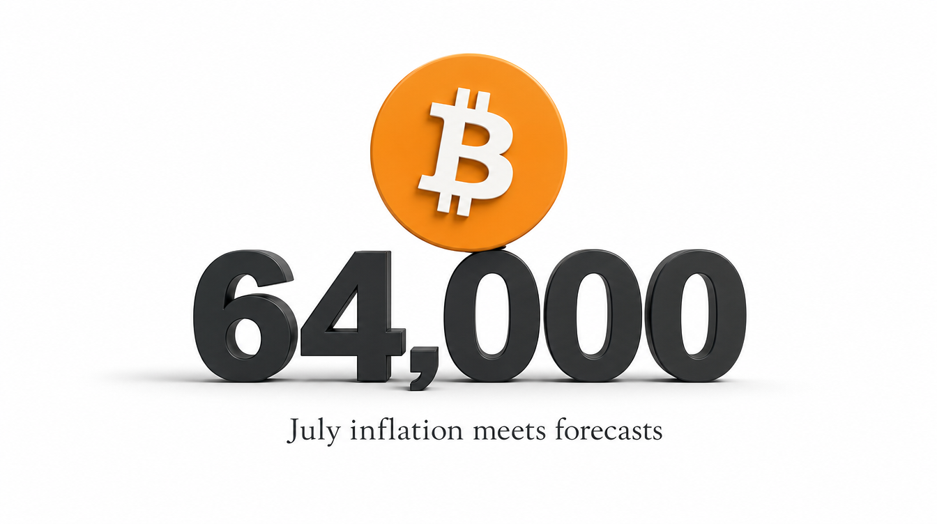 Live Bitcoin News: BTC Steady at $64K After July Inflation Meets Estimates